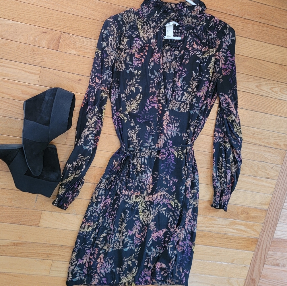 H&M Dress Size 6 Floral Print Long Sleeve - Picture 9 of 10